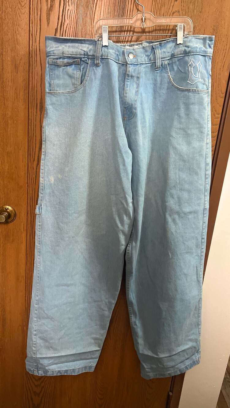 Vaneta 1996 Light Wash Embroidered Baggy Jeans size XL skateboard